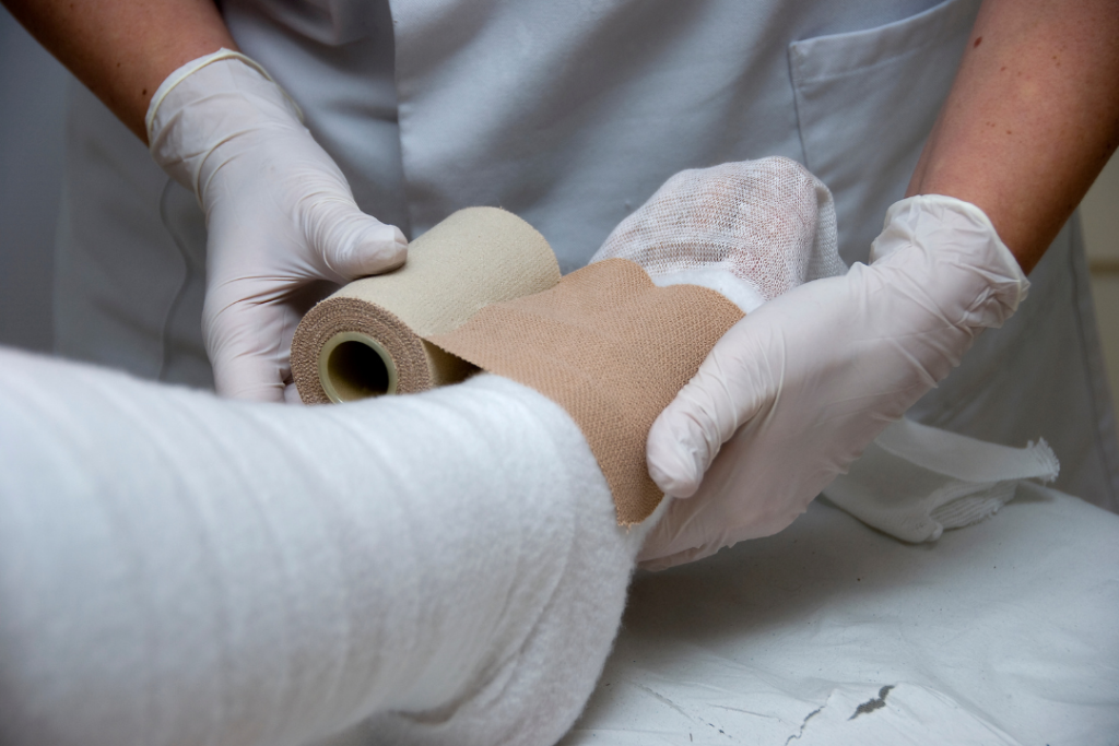 tending to a chronic wound with advanced wound therapy